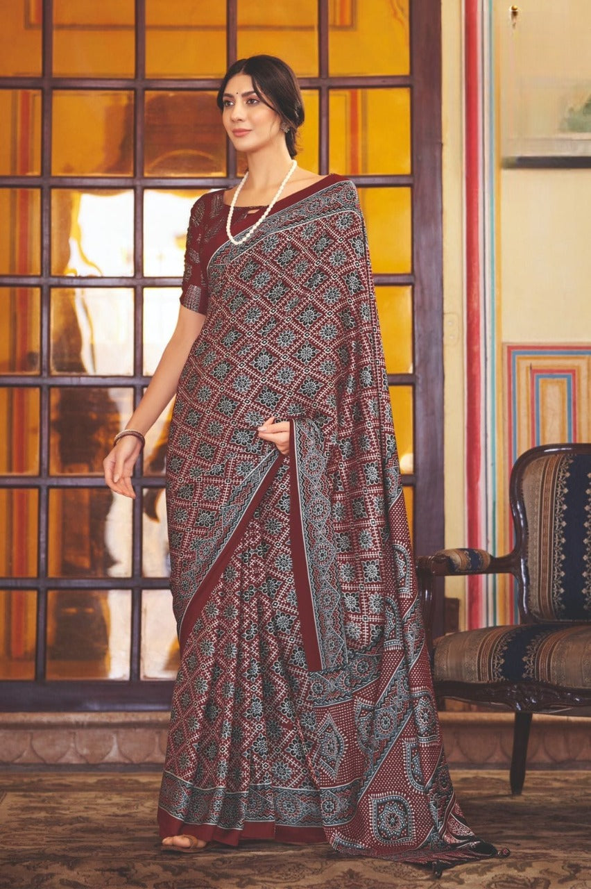 जापान प्रिंटेड क्रेप साड़ी | डिजाइनर