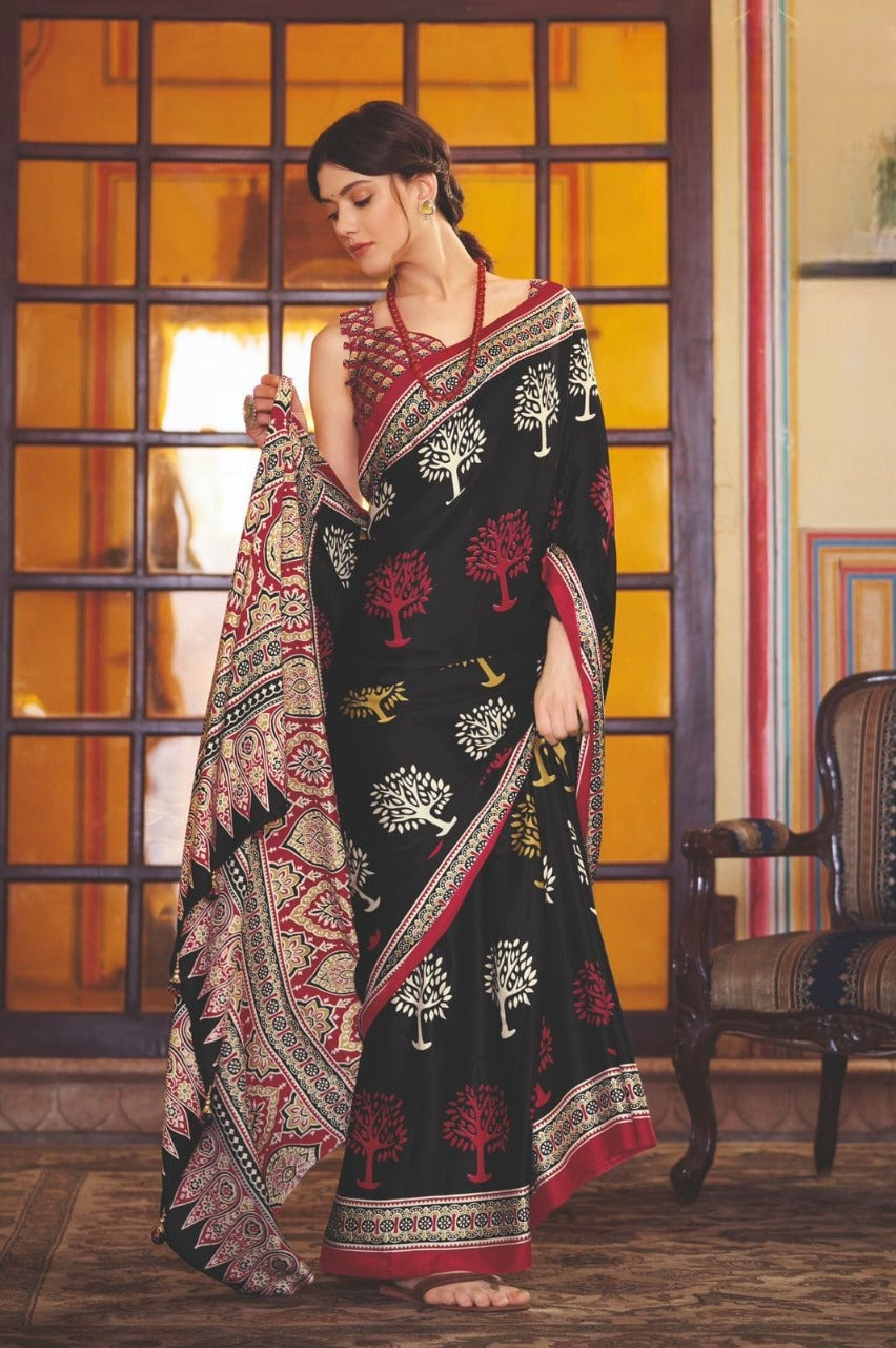 Japan Printed Crepe Saree | Designer