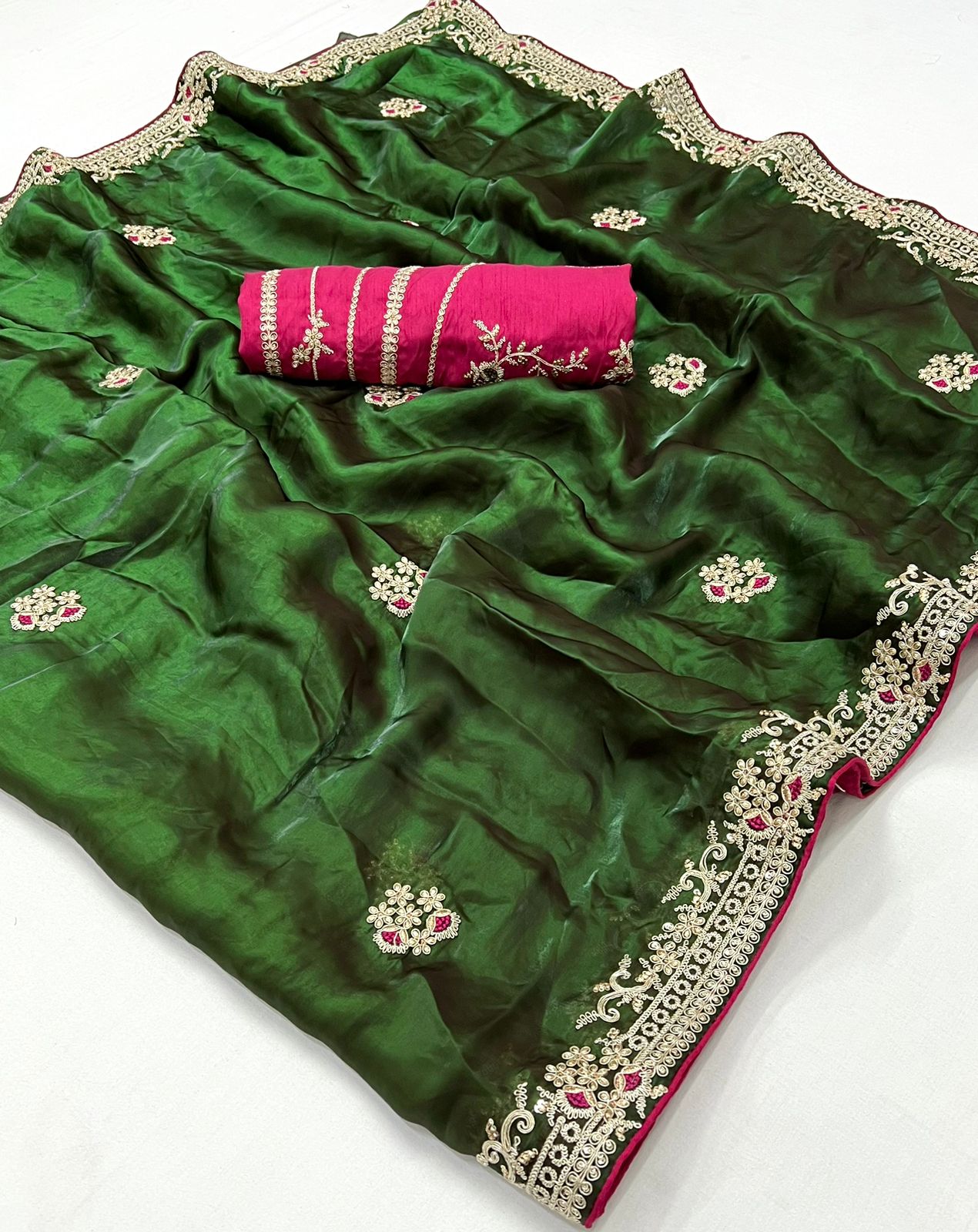 Pure Soft Dola Silk Saree | Designer Embroidery