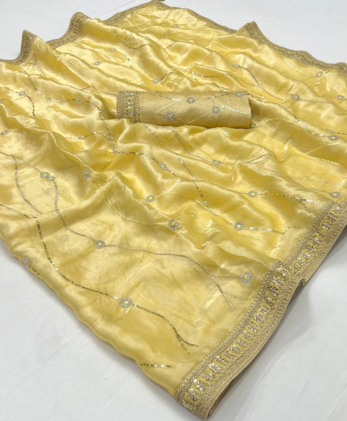 Pure Soft Dola Silk Saree | Designer Embroidery