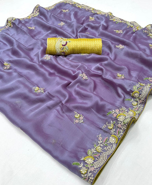 Pure Soft Dola Silk Saree | Designer Embroidery