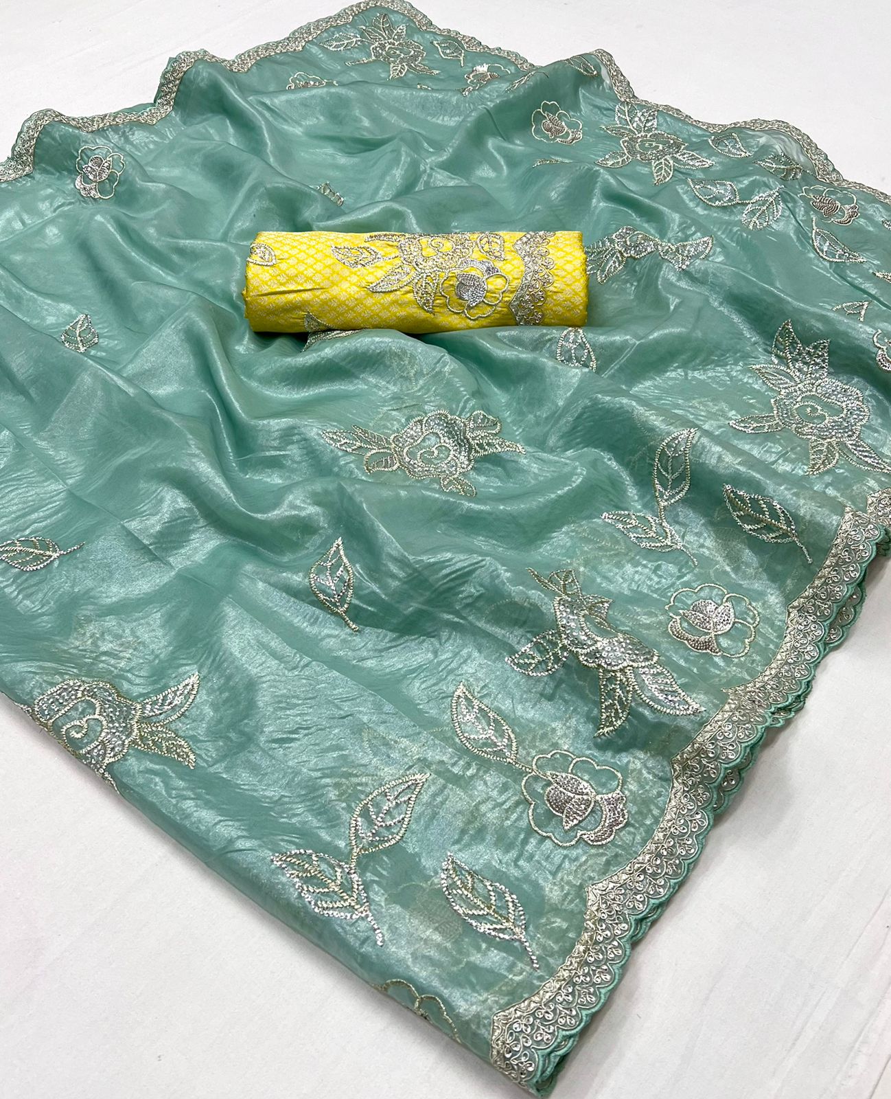 Pure Soft Dola Silk Saree | Designer Embroidery