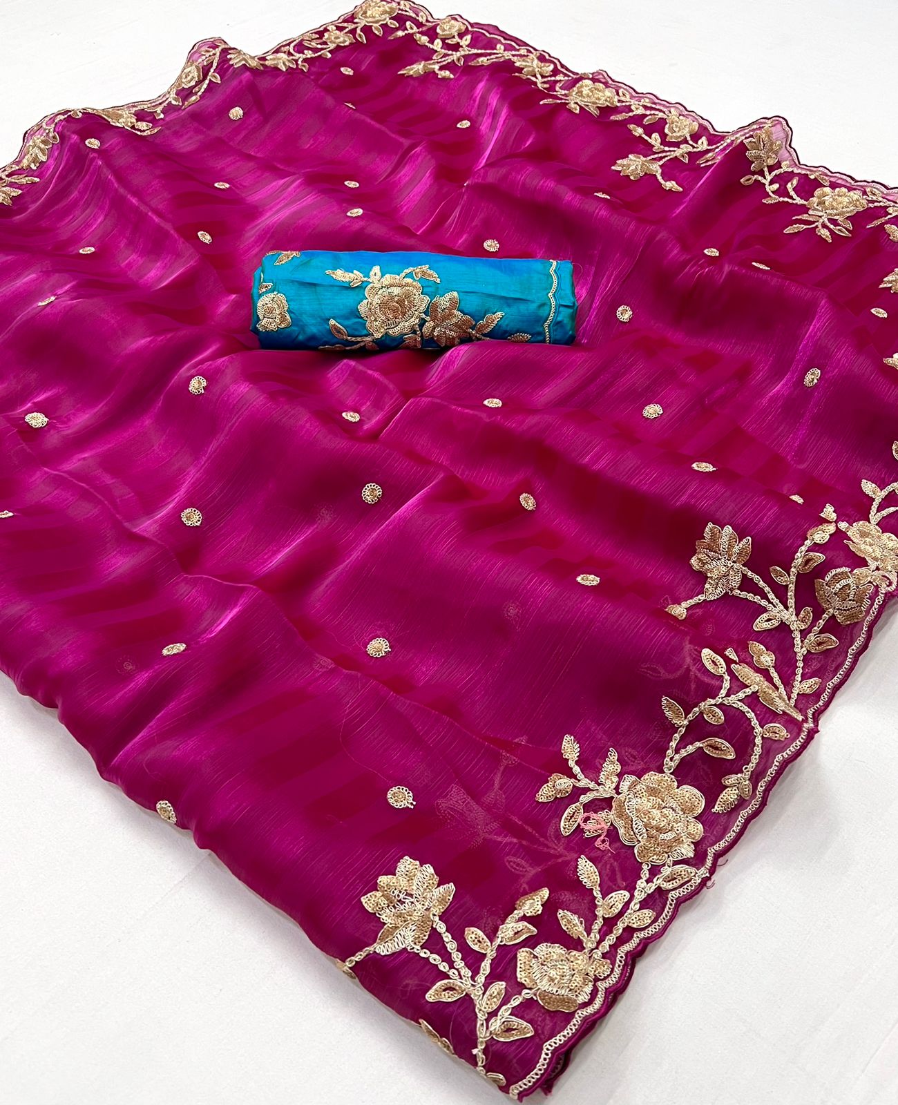 Pure Soft Dola Silk Saree | Designer Embroidery