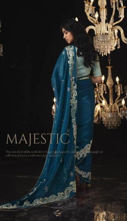 शुद्ध मुलायम डोला सिल्क साड़ी | डिजाइनर कढ़ाई