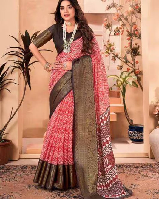 Soft Printed Cotton Saree