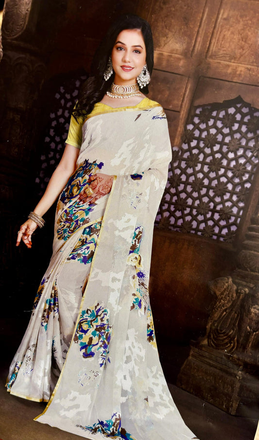 Pure Chiffon Designer Saree