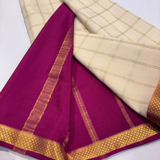 Pure Mysore Silk Saree | 120 grams | Double Checks