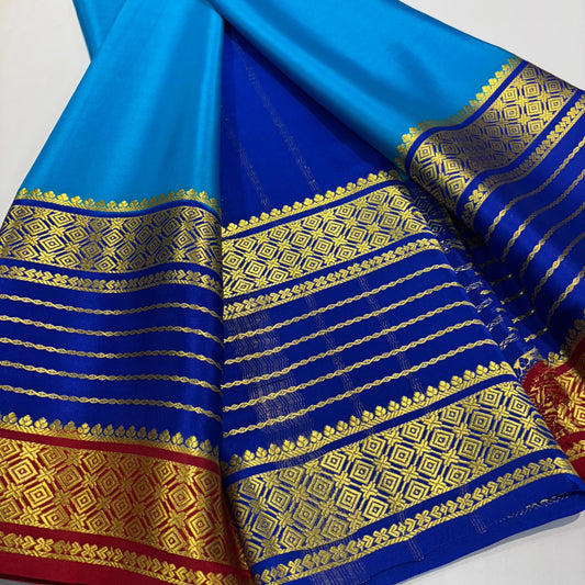 3D Contrast Mysore Silk Saree