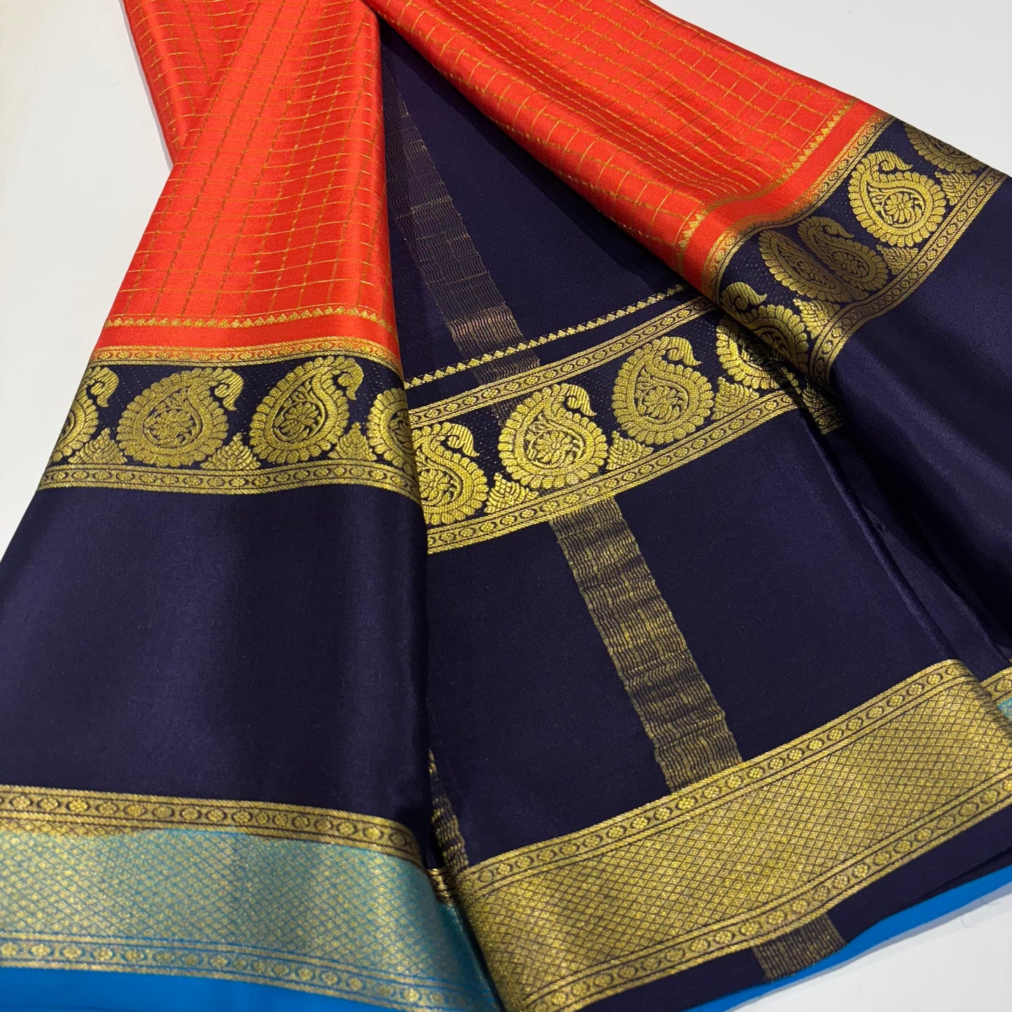 3D Contrast Mysore Silk Saree