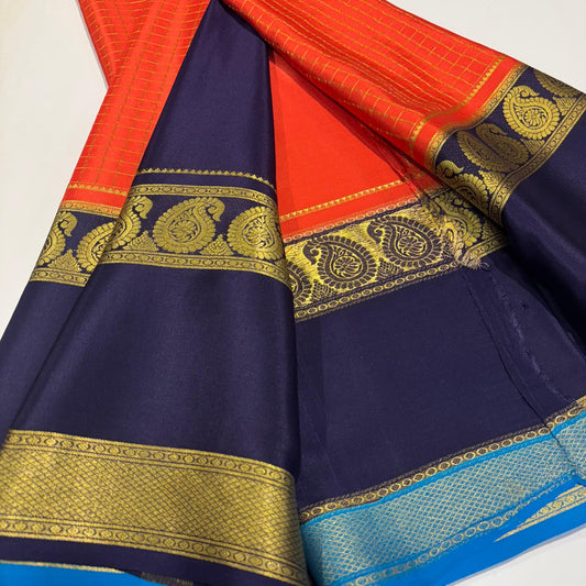 3D Contrast Mysore Silk Saree
