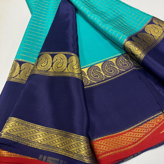 3D Contrast Mysore Silk Saree