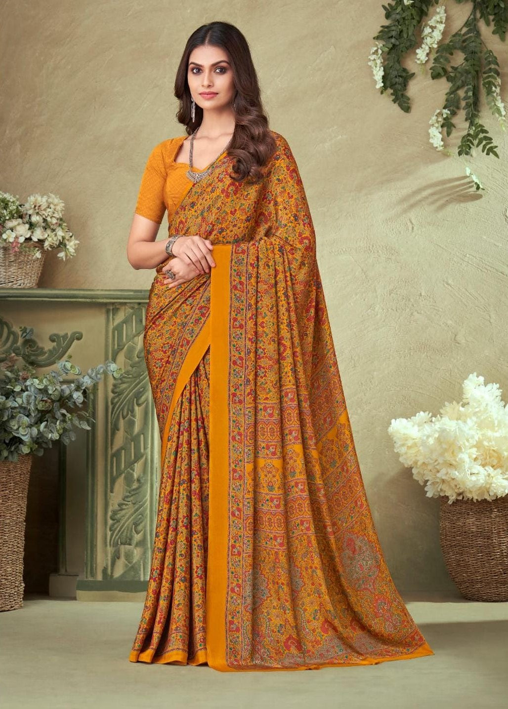 Printed Crepe Saree