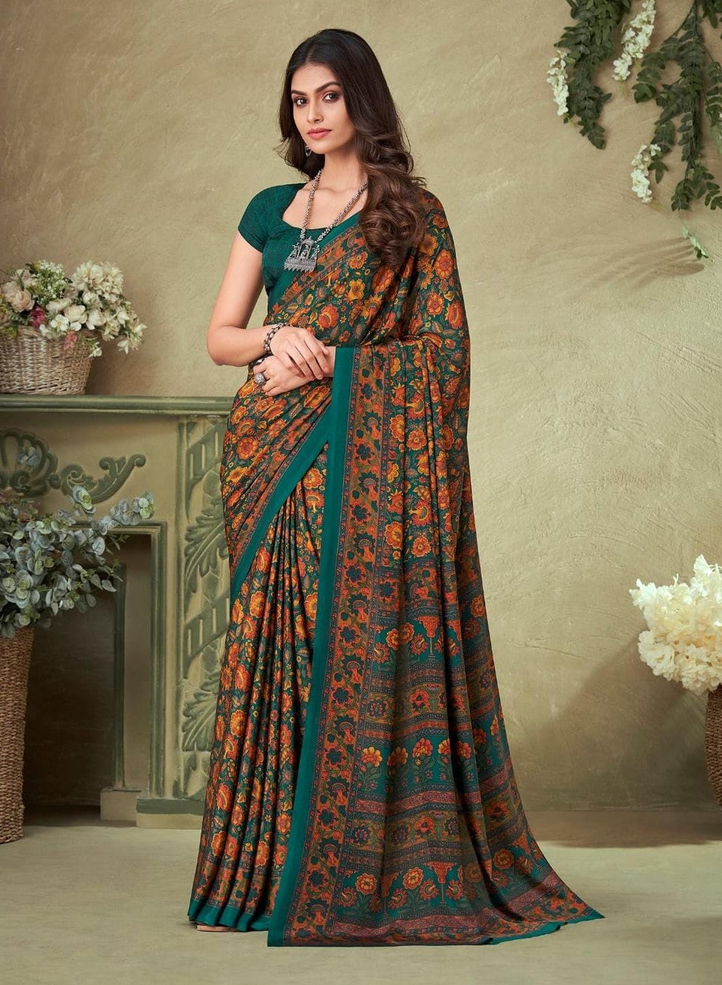 Printed Crepe Saree