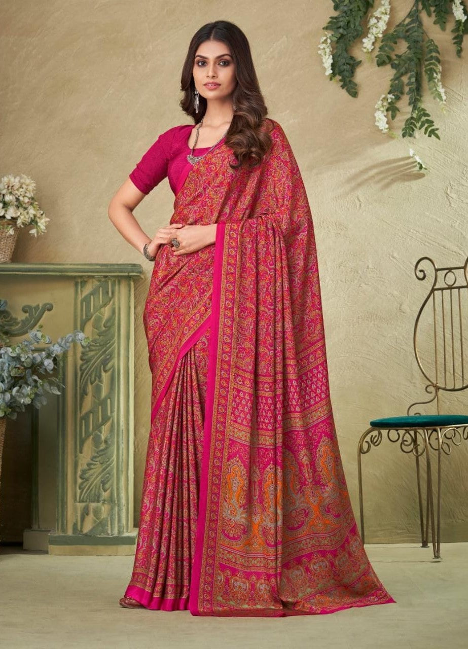 Сари из крепа с принтом