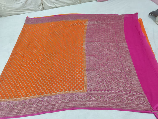 शुद्ध खादी जॉर्जेट शिफॉन साड़ी