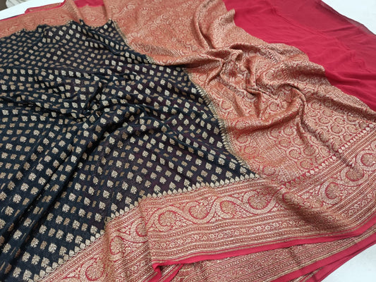 शुद्ध खादी जॉर्जेट शिफॉन साड़ी