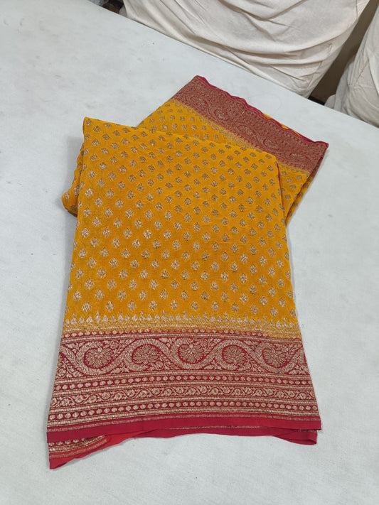 शुद्ध खादी जॉर्जेट शिफॉन साड़ी