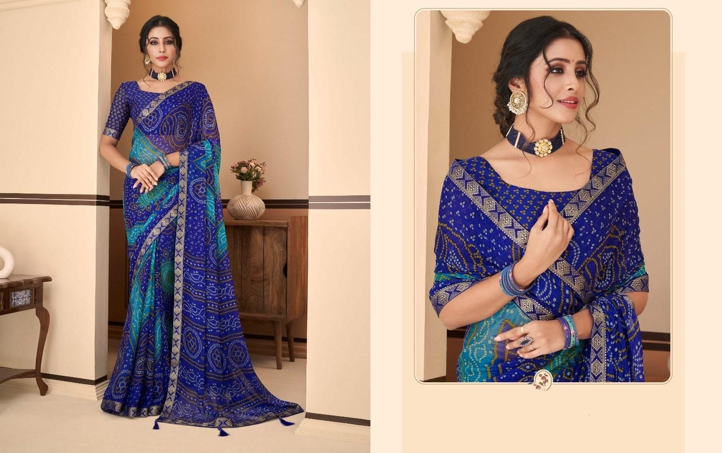 Chiffon Printed Bandhani Saree