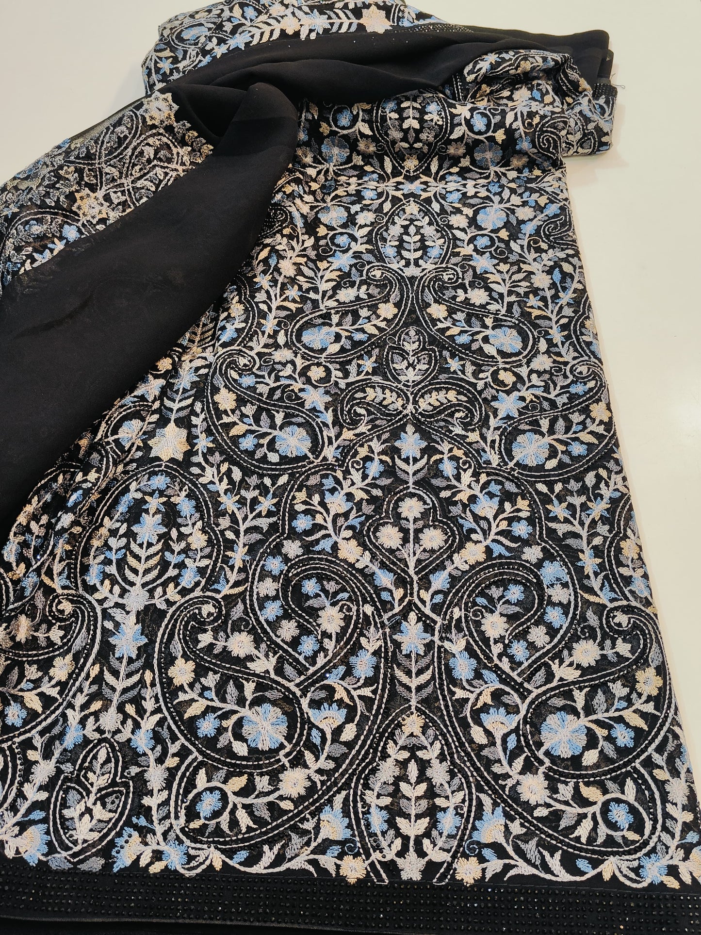 Pure Georgette Kashmiri Saree | Swarovski Work