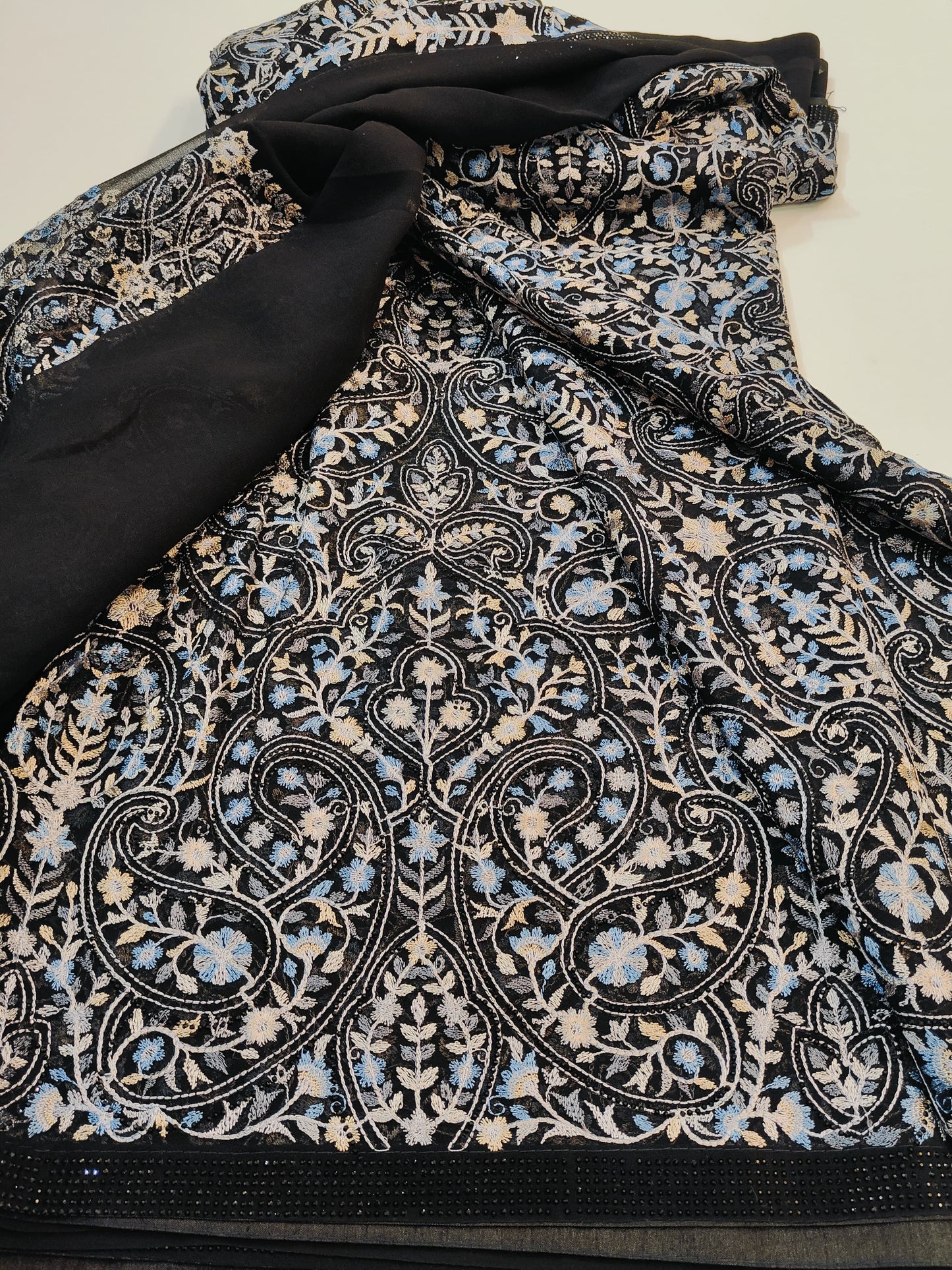 Pure Georgette Kashmiri Saree | Swarovski Work