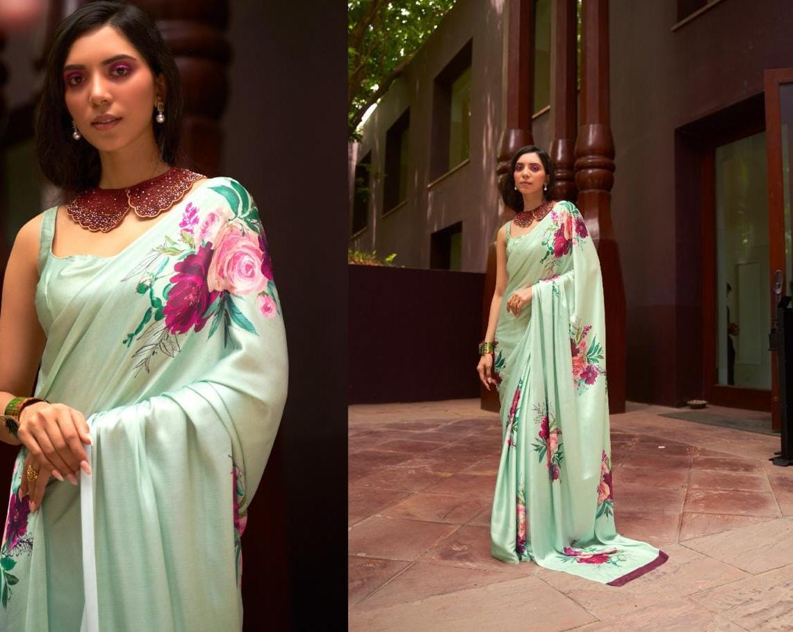 Printed Japan Crepe Saree | Designer