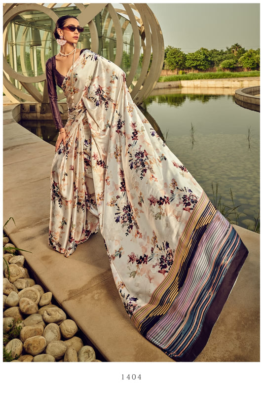 Японское атласное креповое сари