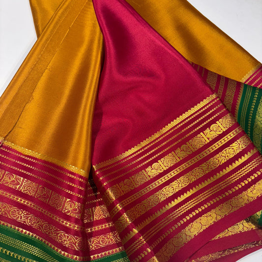 3D Contrast Pure Mysore Silk Saree