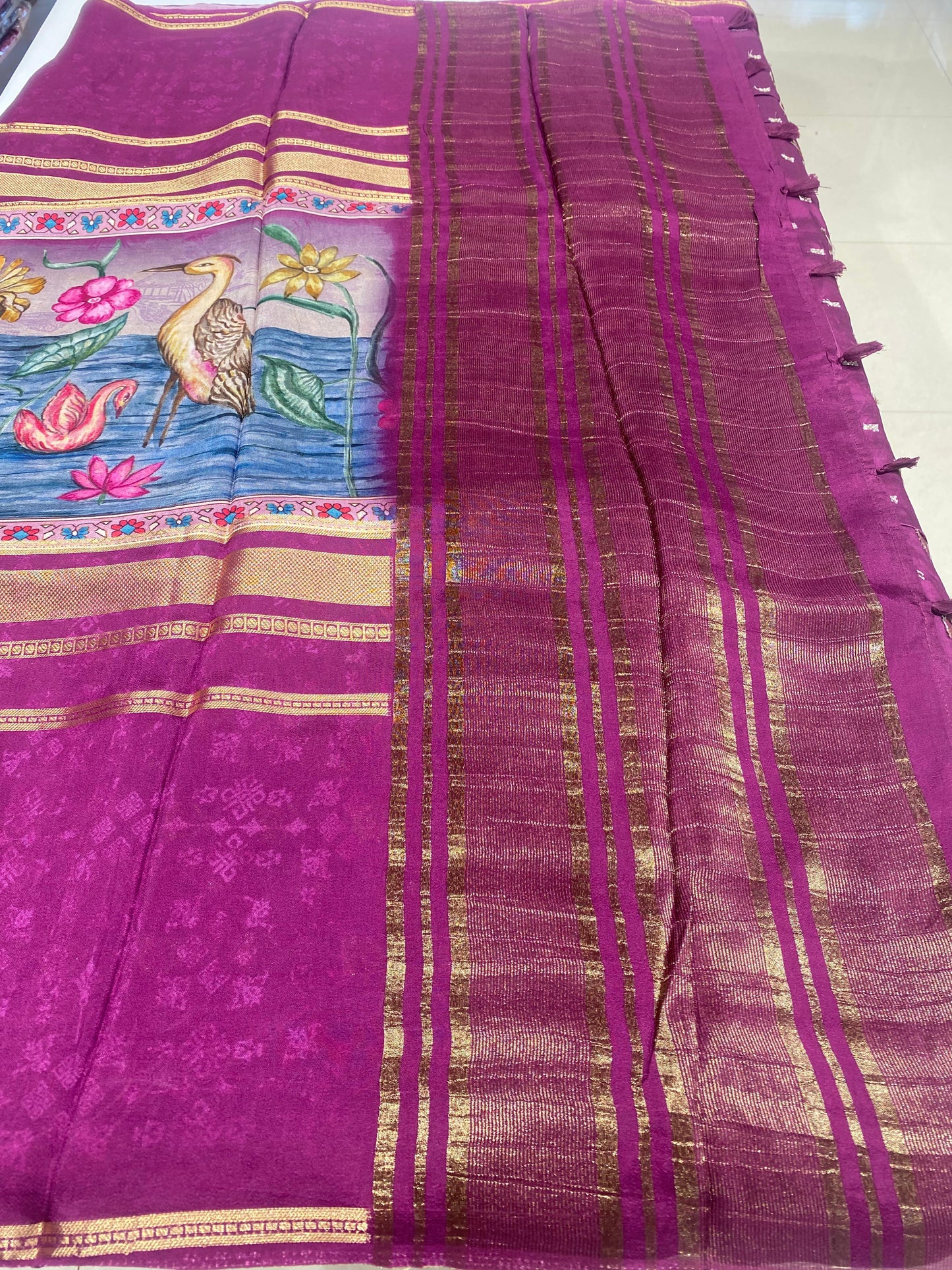 Designer Mysore Crepe Saree