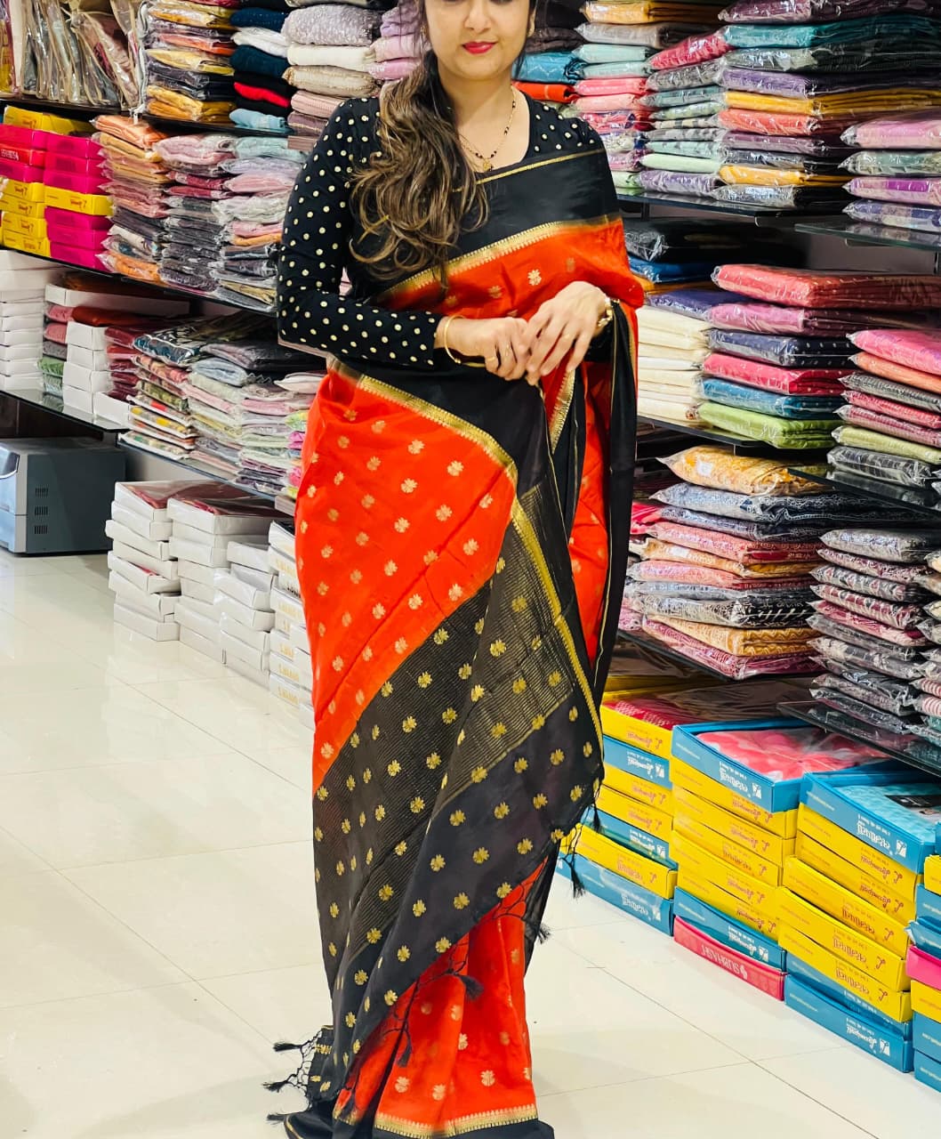 Сари из чистого майсурского шелка | 100 грамм | КСИК класс