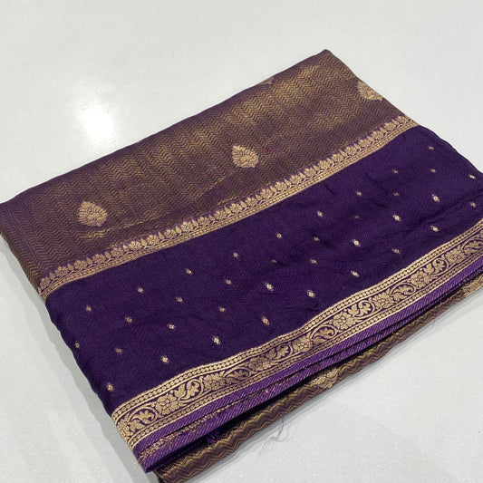 Semi Mysore Crepe Brocade Saree