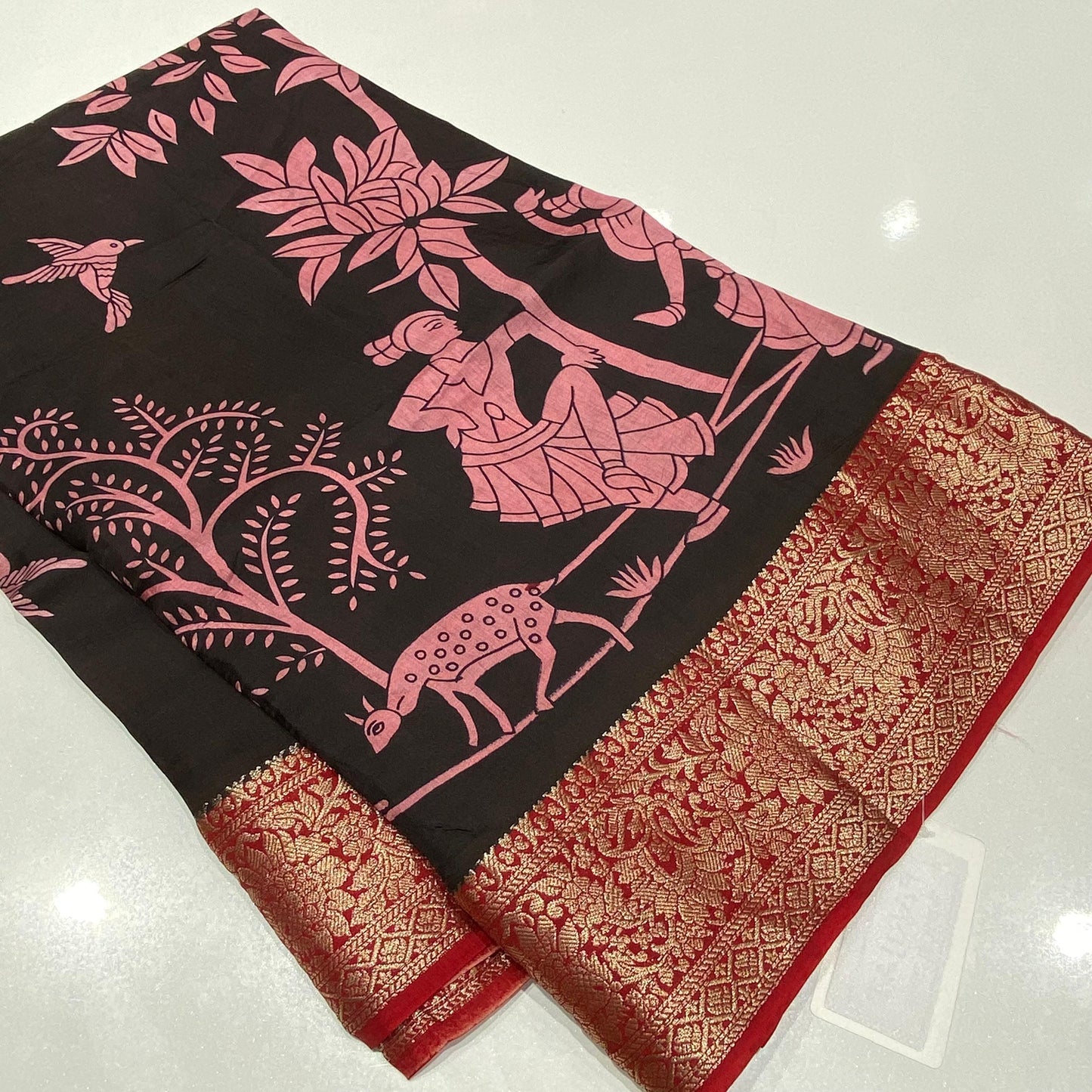 Printed Mysore Crepe Saree