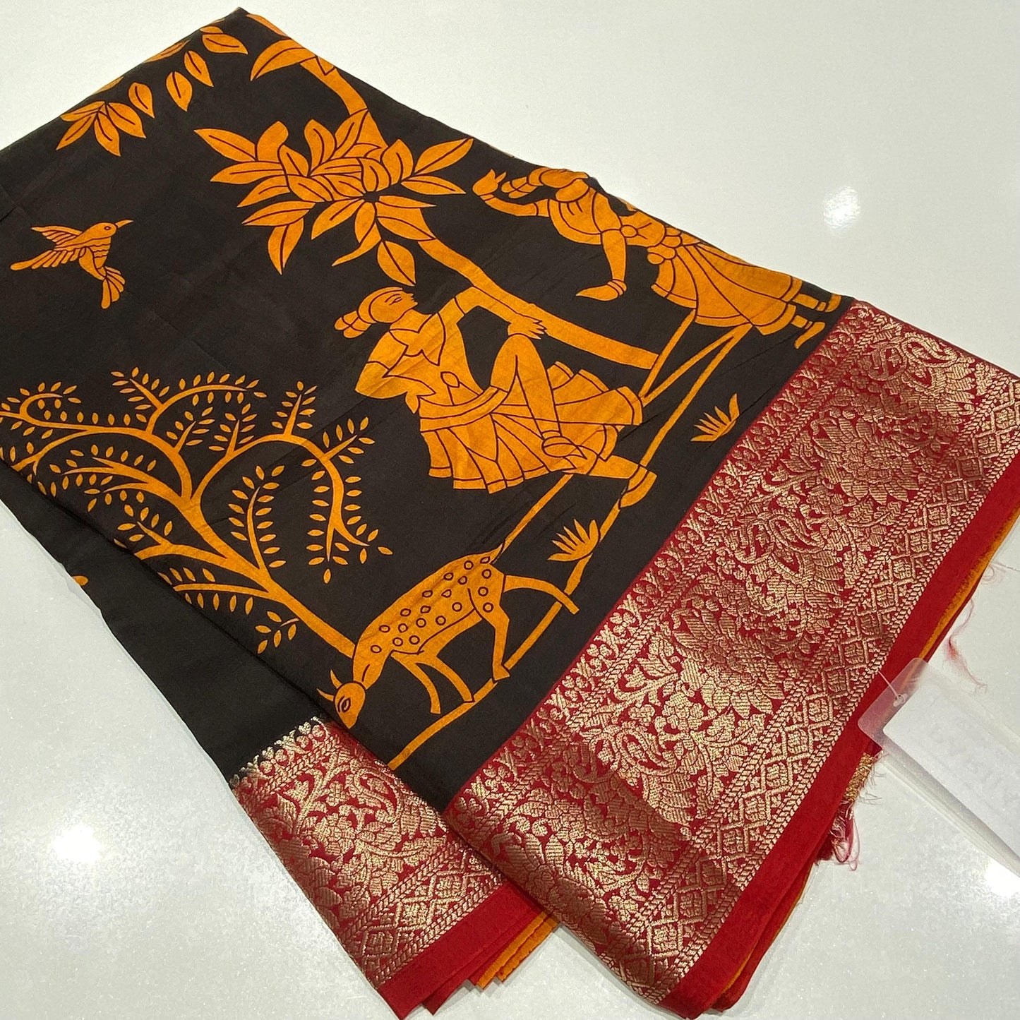 Printed Mysore Crepe Saree
