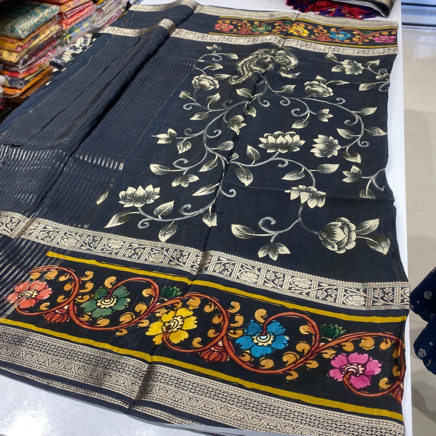Printed Mysore Crepe Saree