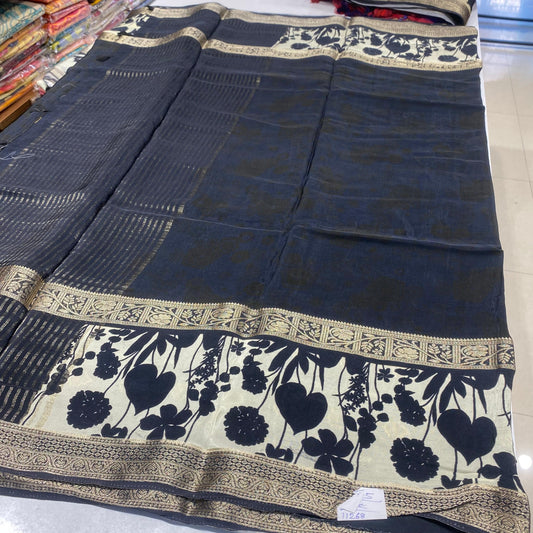 Printed Mysore Crepe Saree