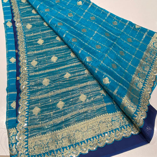 Designer Wrinkle Chiffon Saree