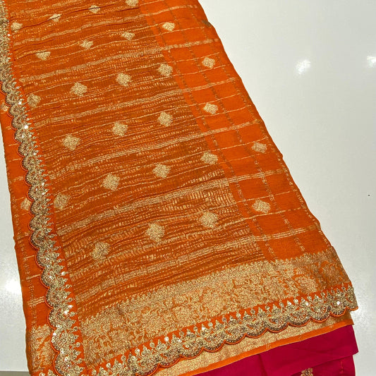 Designer Wrinkle Chiffon Saree