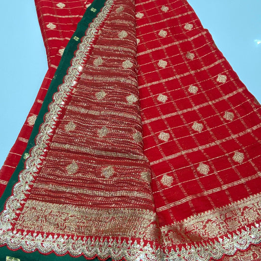 Designer Wrinkle Chiffon Saree