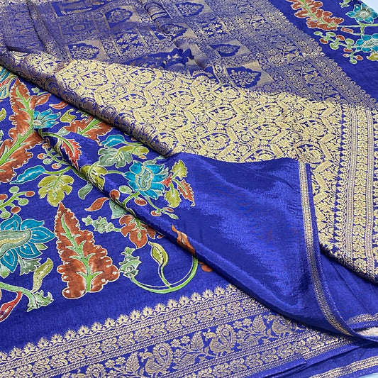 Kalamkari Printed Zari Saree