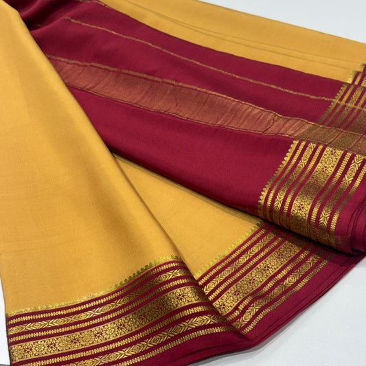 Pure Mysore Silk Saree | 120 Grams | Antique Contrast Border
