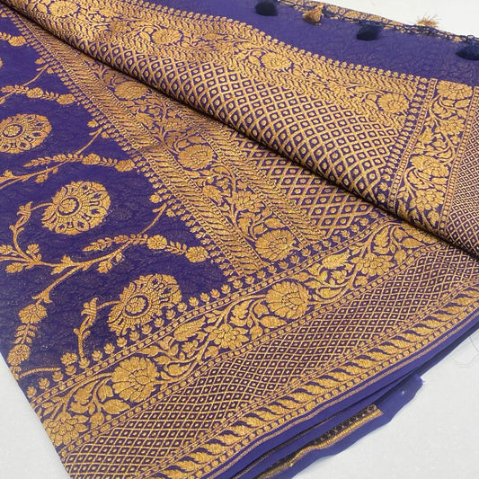 Pure Khaddi Georgette Chiffon Saree