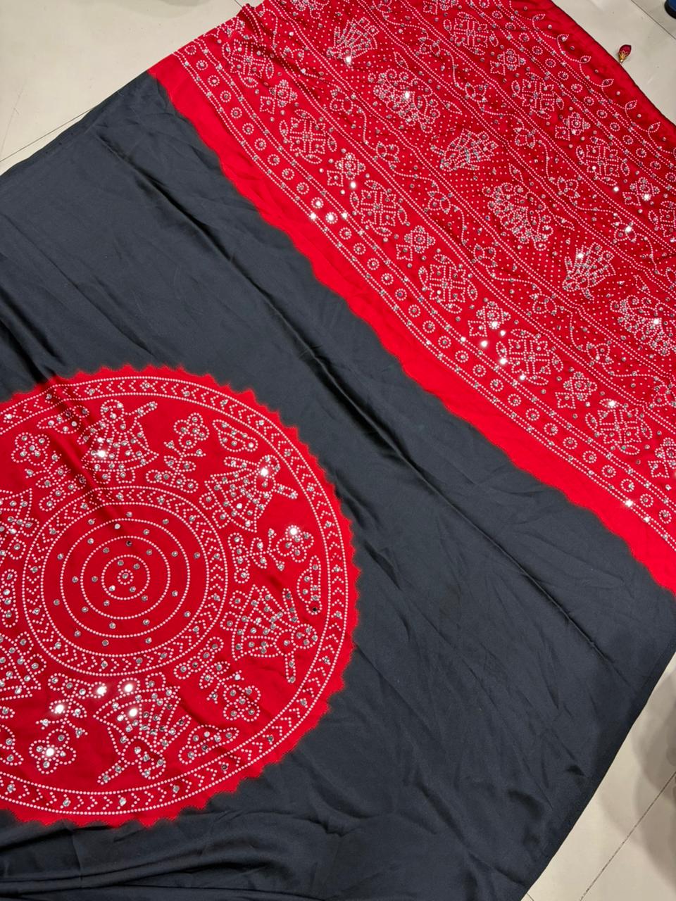 Modal Satin Bandhani Printed Saree