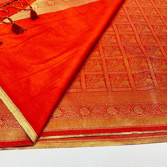 Soft Silk Semi Kanchivaram Brocade Saree