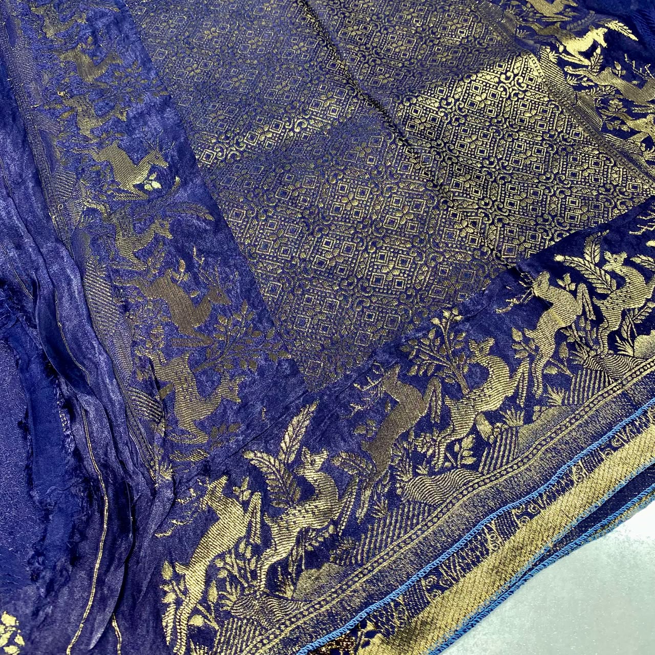 Embossed Satin Crepe Saree