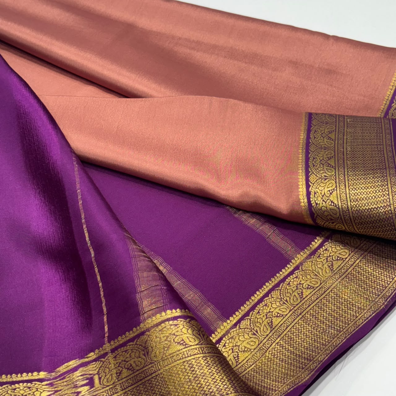 Pure Mysore Silk Saree | 100 grams | Contrast Rope Border