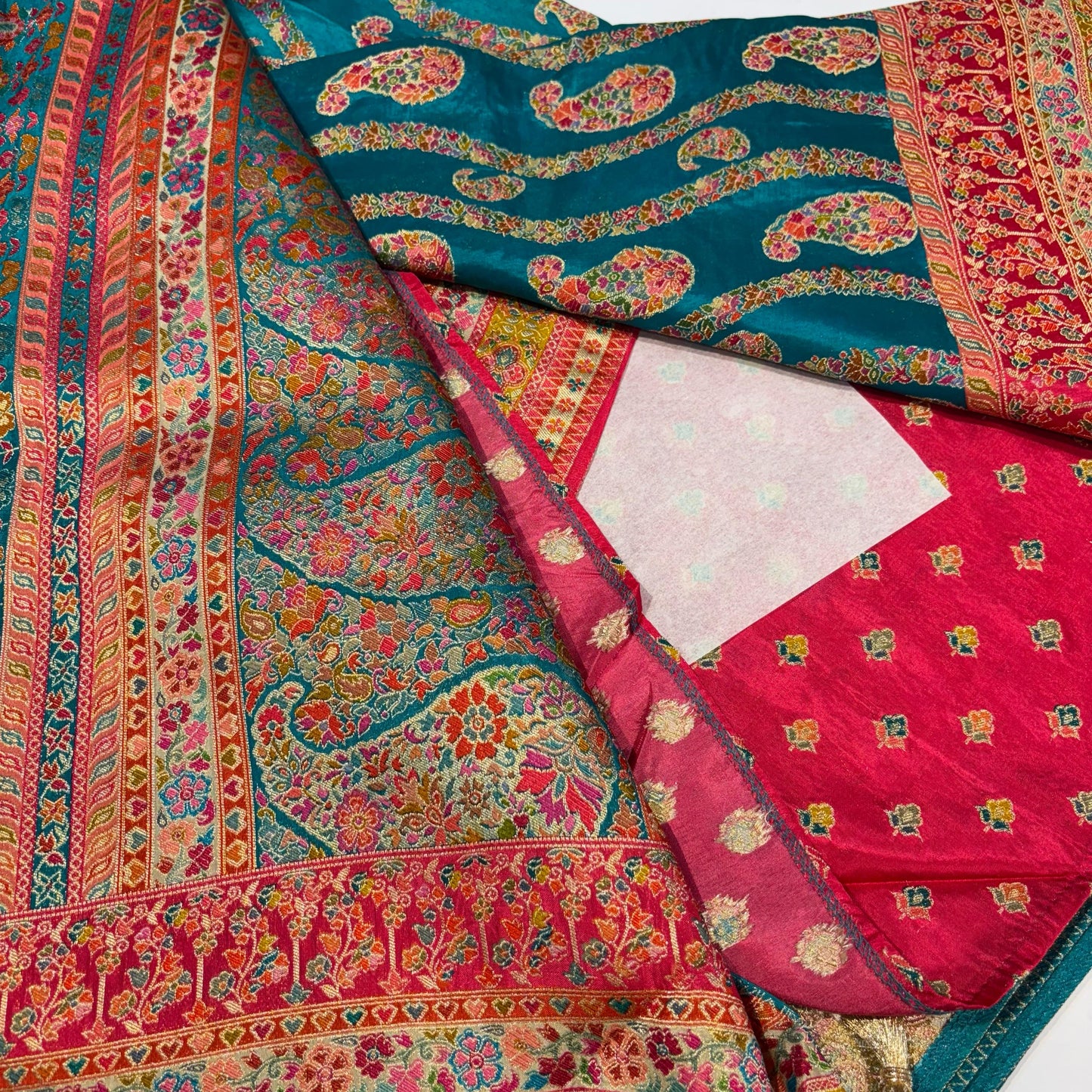 Шелковое сари Каламкари с принтом