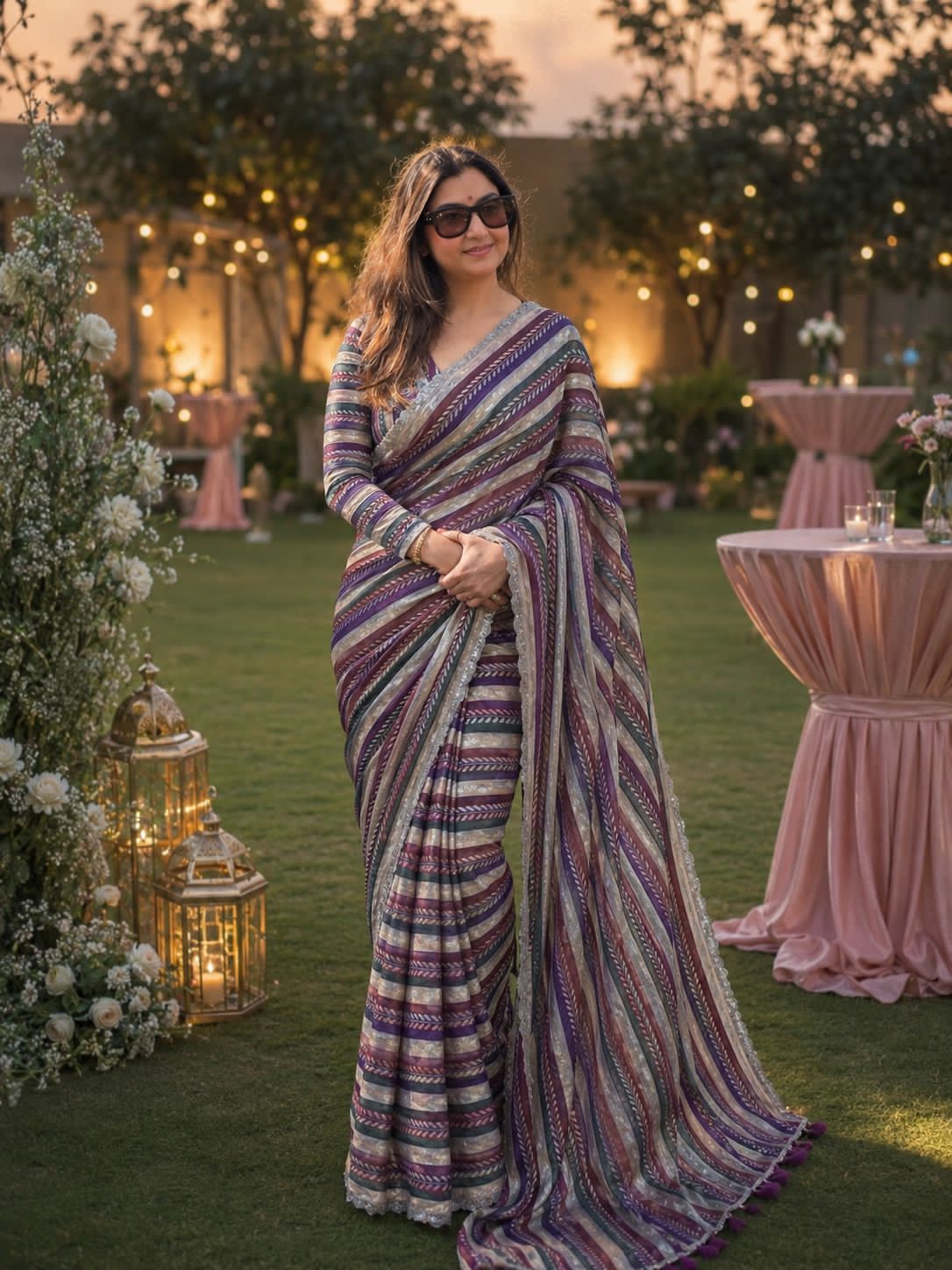 Partywear Chiffon Designer Saree | Swarovski work
