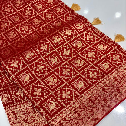 Banarasi Georgette Bandhani Saree