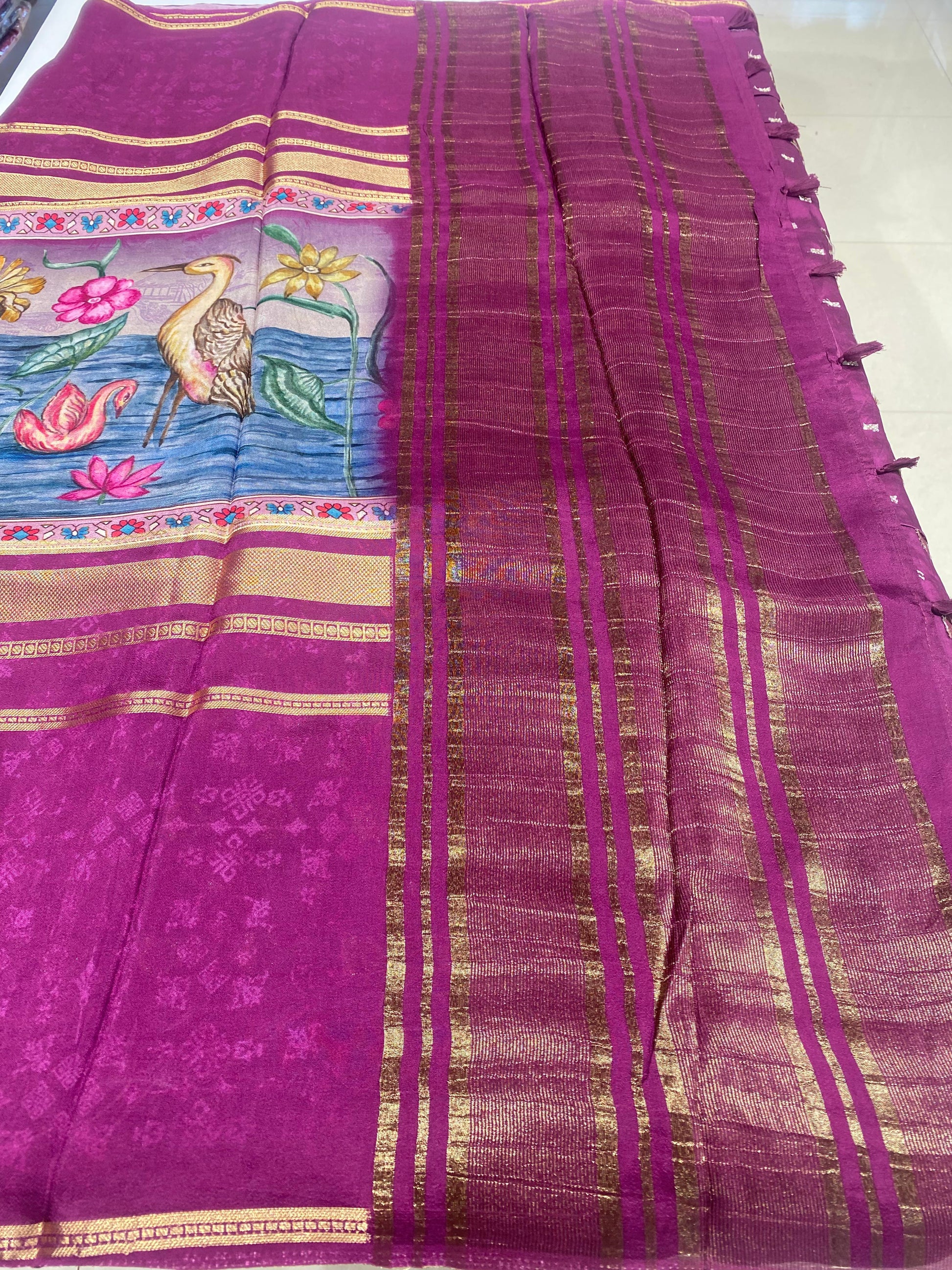 Designer Mysore Crepe Saree