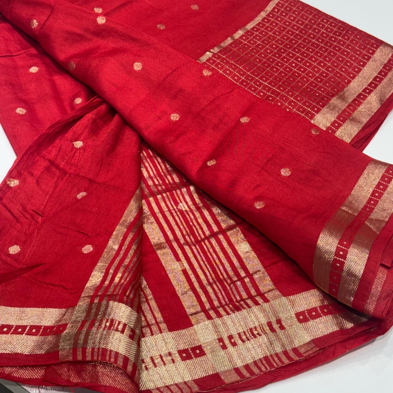 Мягкое хлопковое сари с принтом | Жаккардовое плетение