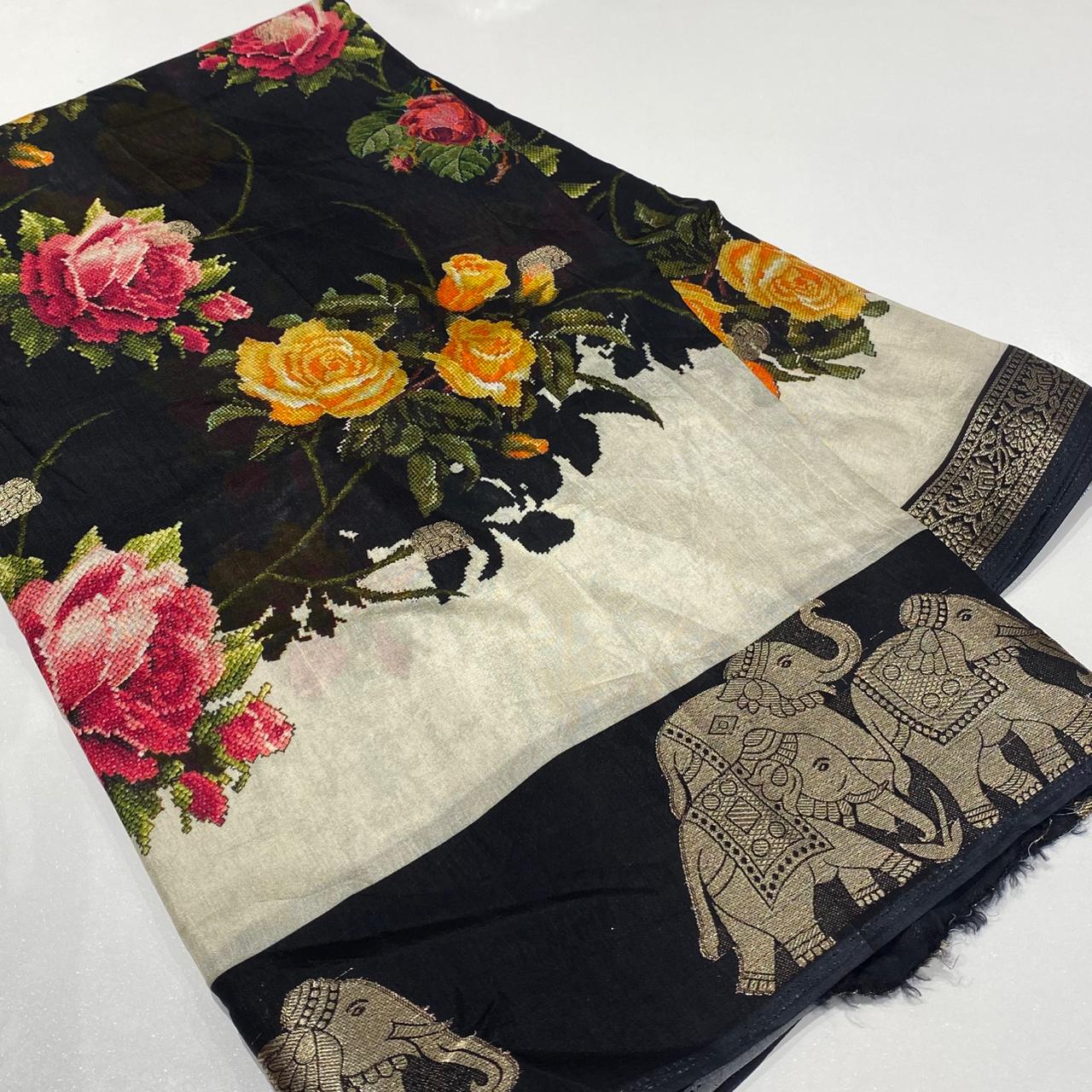 Designer Mysore Crepe Saree